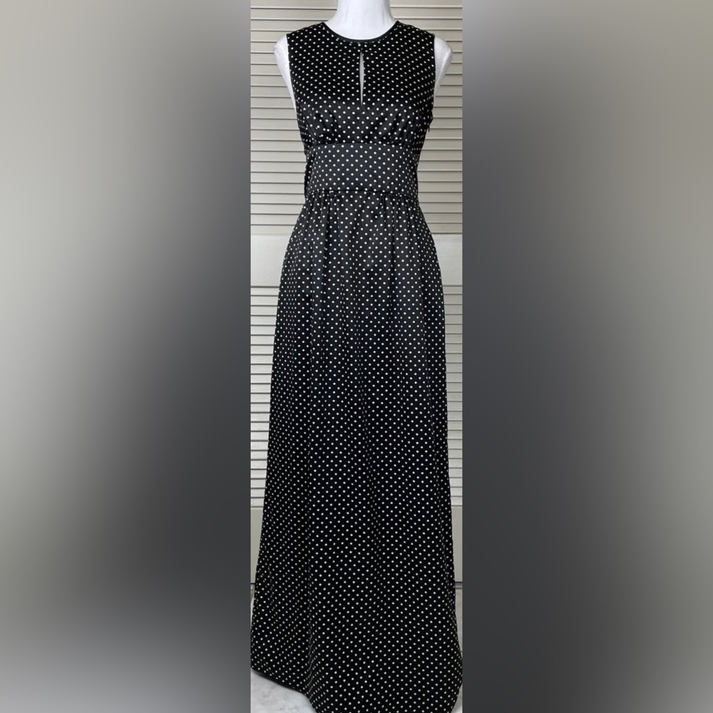 Kate Young Long Black Polka Dot Gown Dress Size 2